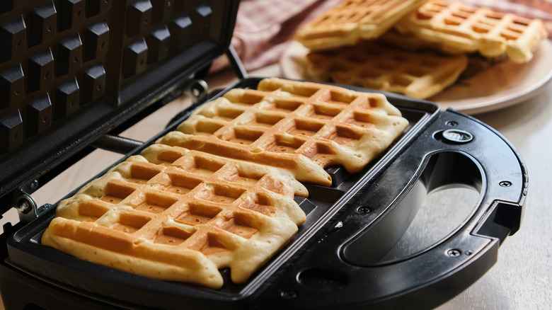 Waffles in waffle press