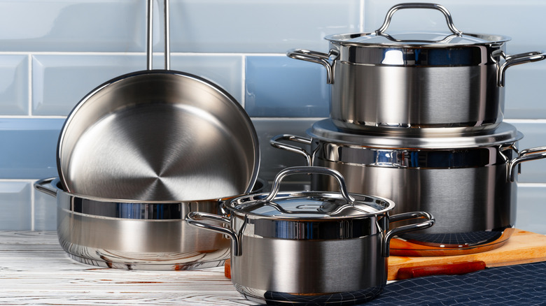 Variety of stainless steel cookware