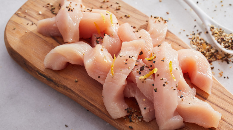 raw chicken breast sliced