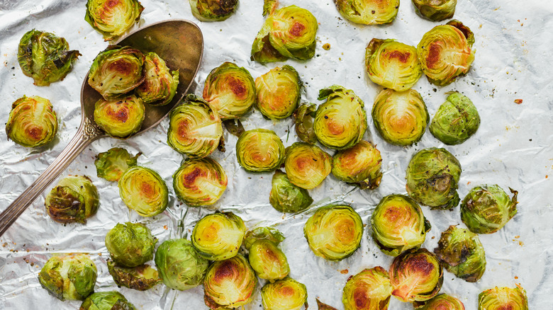 brussles sprouts on pan