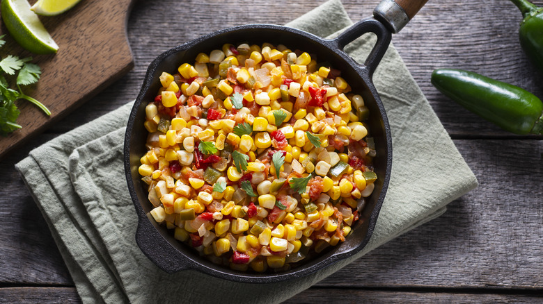 Corn salsa in skillet