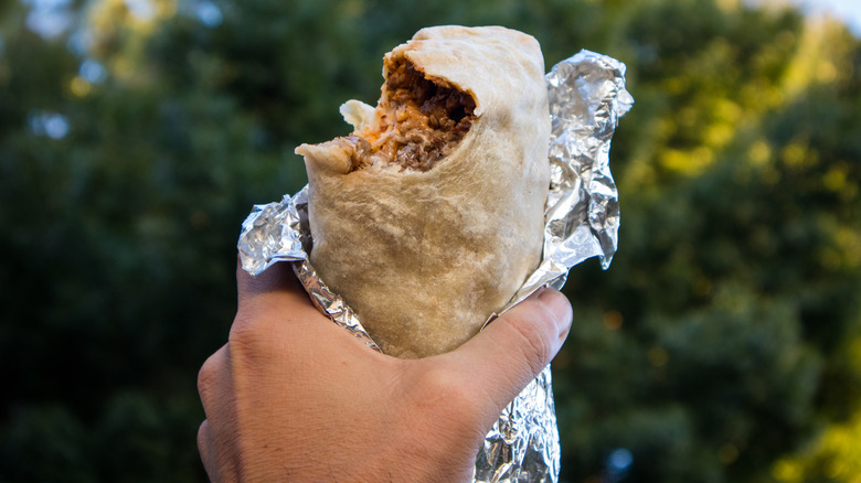 burrito wrapped in aluminum foil