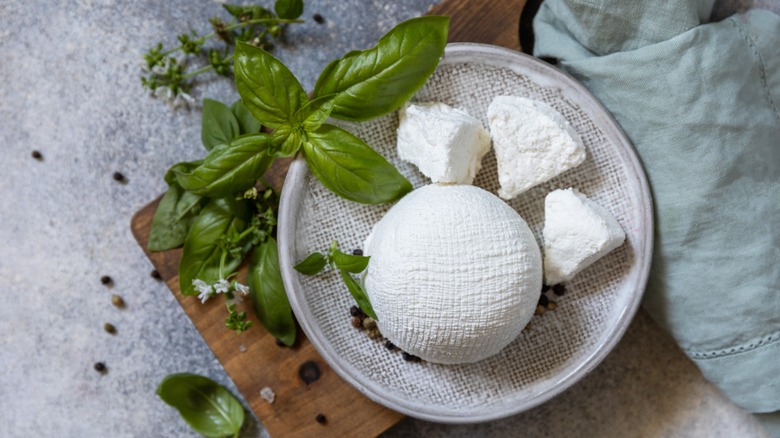 Ricotta cheese and basil