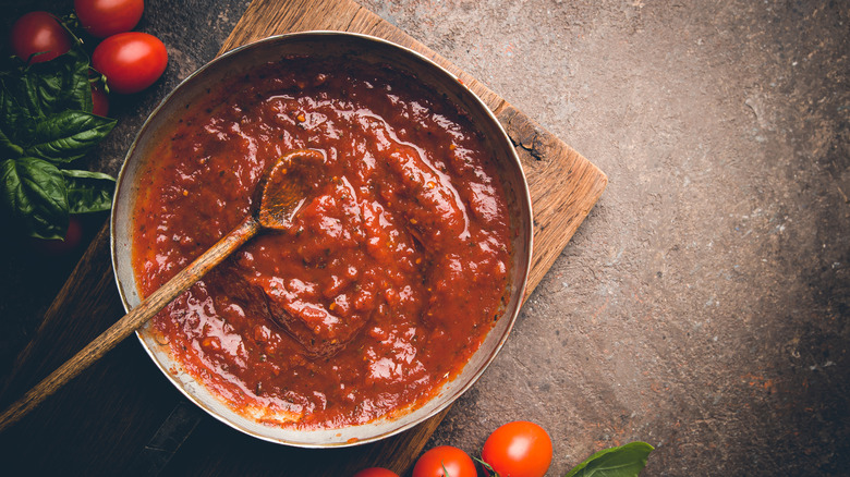 Tomato sauce in a pot