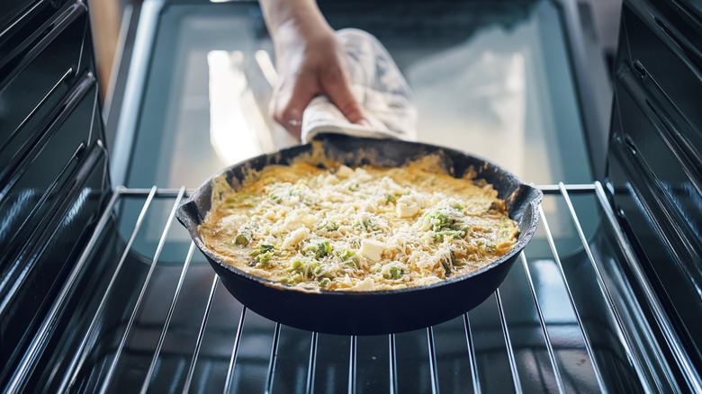 Quiche in oven 