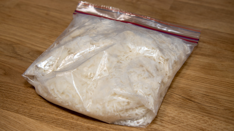 a bag of frozen white rice