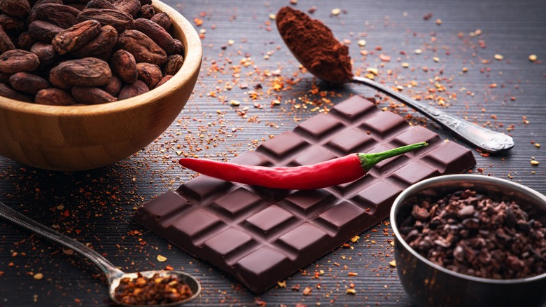 chocolate bar with chili ingredients