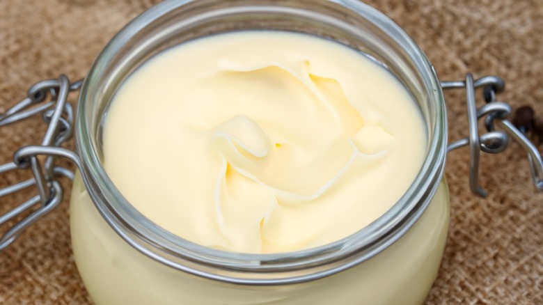 glass jar with beef tallow