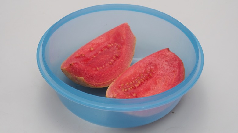 Cut guava in a container