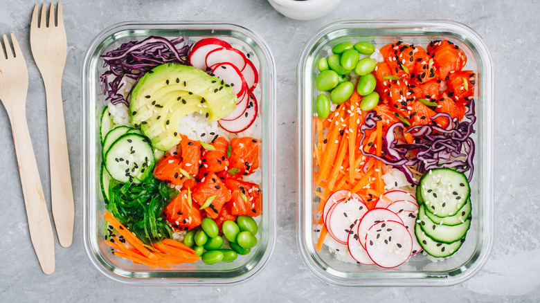 Top down view poke in containers