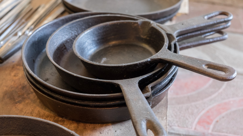 Stack of cast iron pans