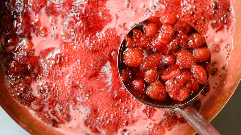 Berries boiling in pot