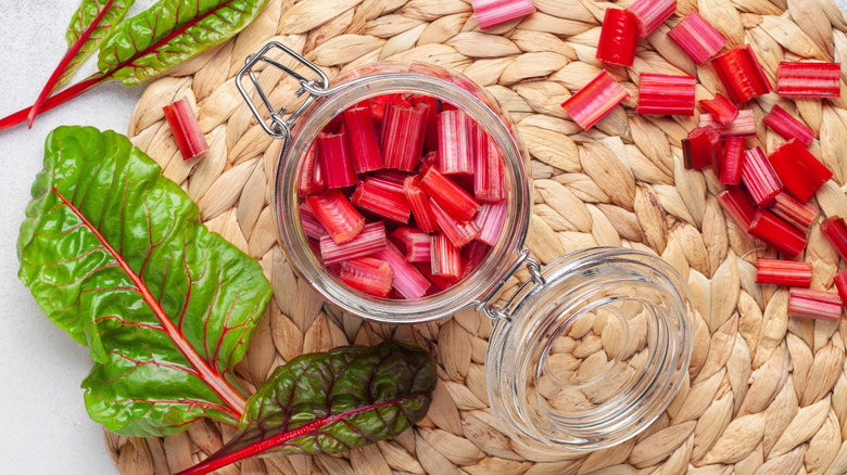 Red swiss chard stems 