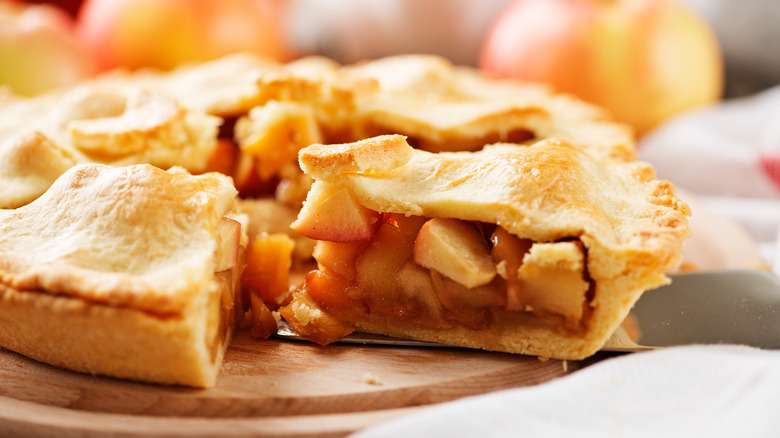 Slice of homemade apple pie