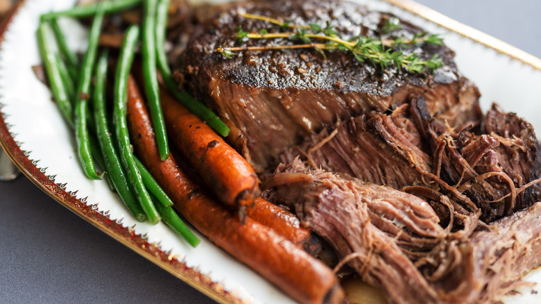 plated shredded pot roast