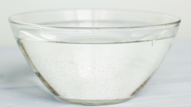 Bowl of water on white background