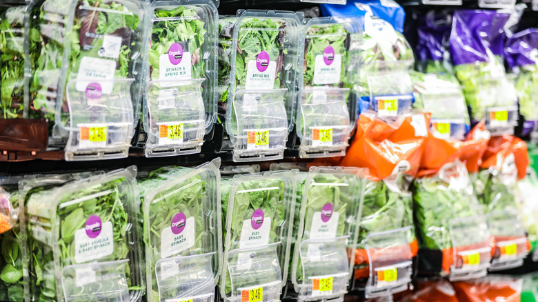 bags and boxes of lettuce