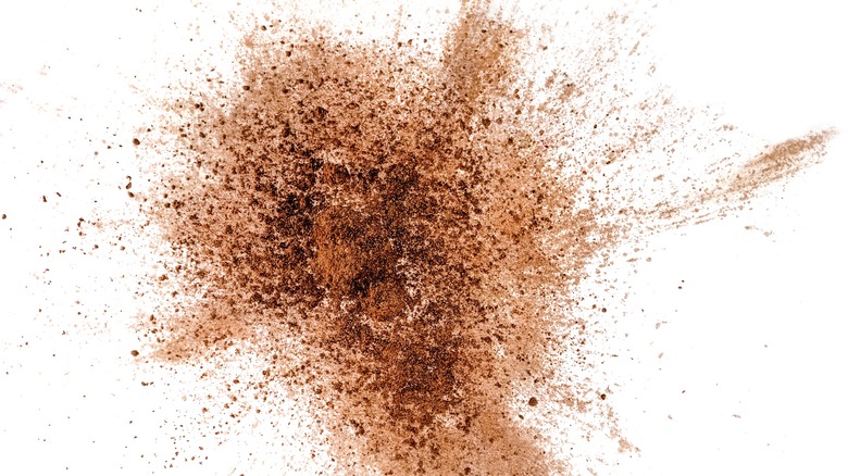 Cocoa powder on white background