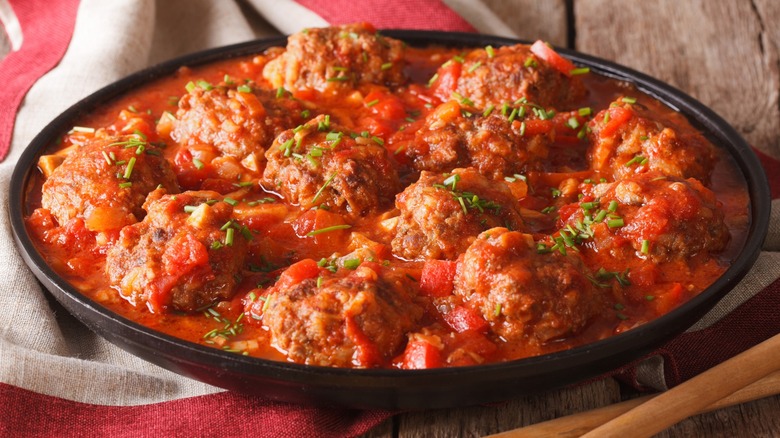 Meatballs and tomato sauce in a bowl