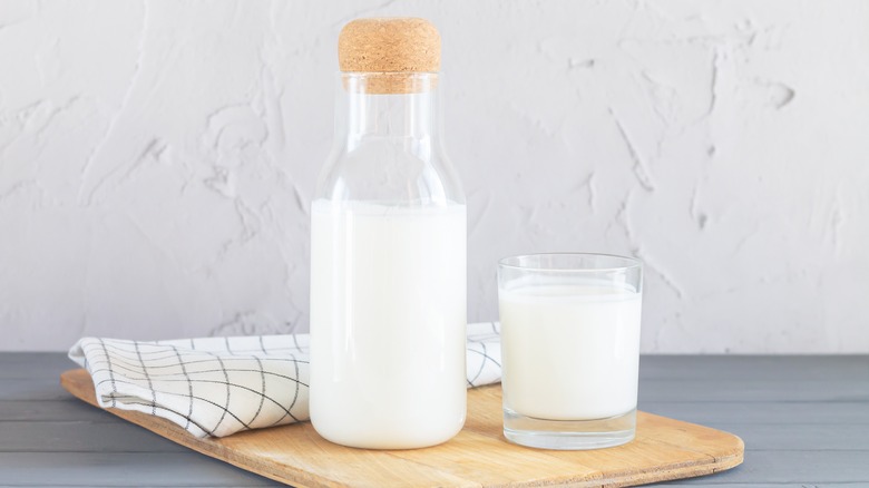 buttermilk in bottle and glass