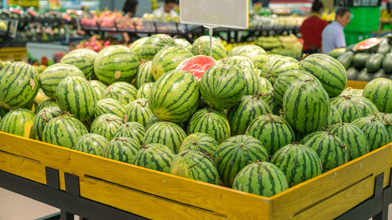 Watermelons in grocery store 
