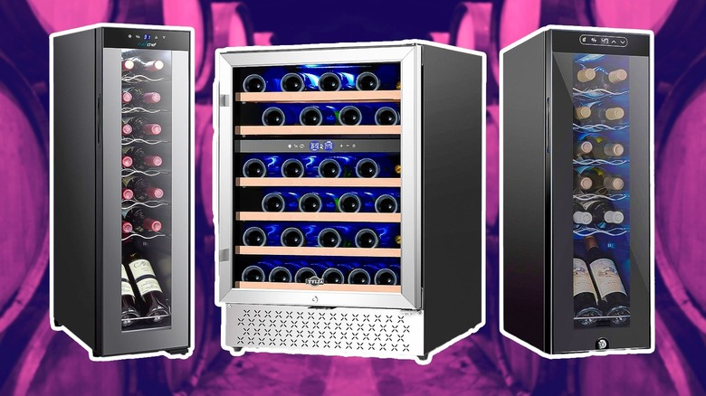 A composite image of various wine fridges