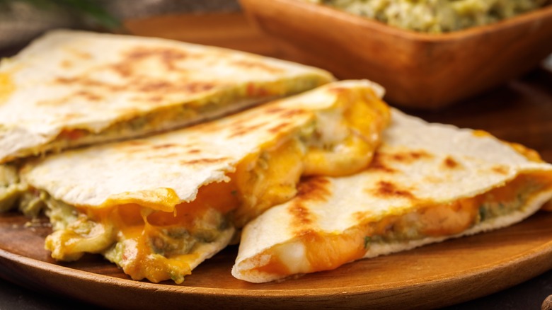 closeup of cheese quesadillas