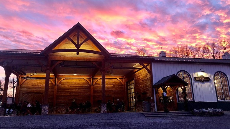 Beneduce Vineyards patio at sunset