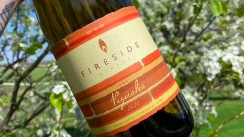 Fireside wine bottle