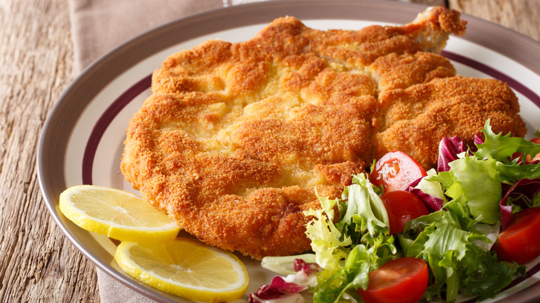 veal milanese with salad