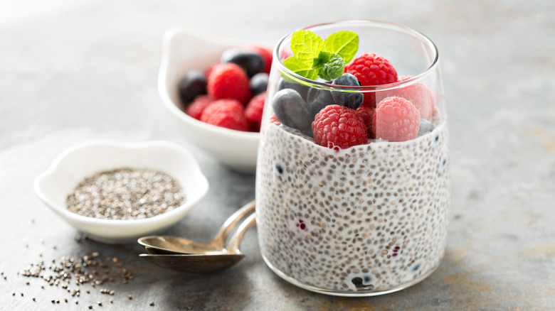 Chia pudding topped with fruit