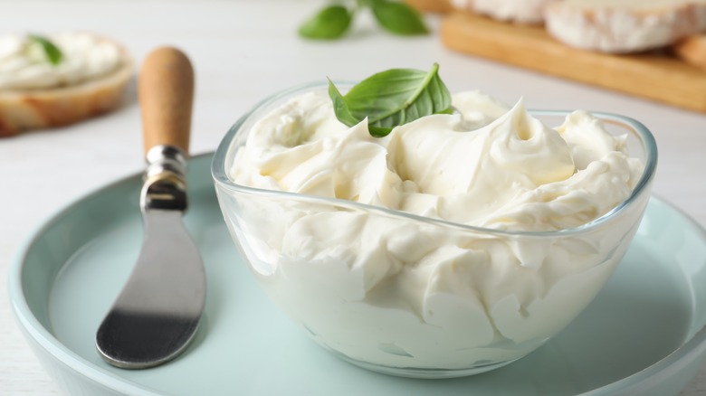 Cream cheese in bowl