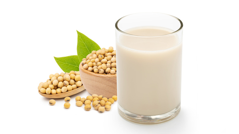 Soy milk with soy beans