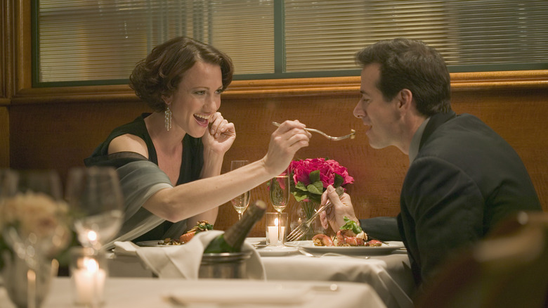 Couple eating at a restaurant