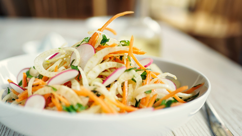 a bowl of fennel slaw