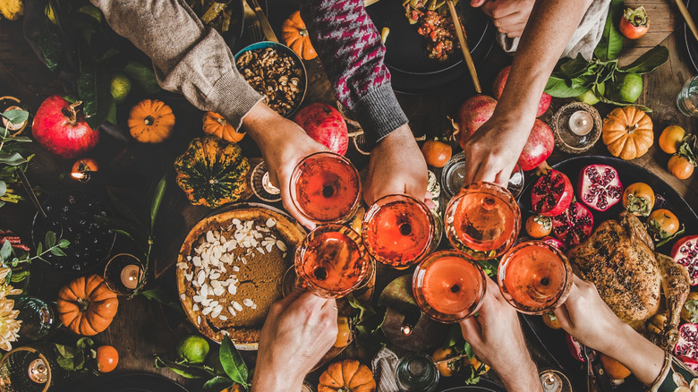 Thanksgiving spread and celebration