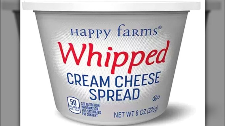 Container of Happy Farms whipped cream cheese spread