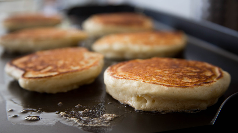 Pancakes on griddle