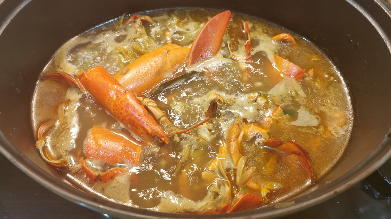 Lobster boiling in pot