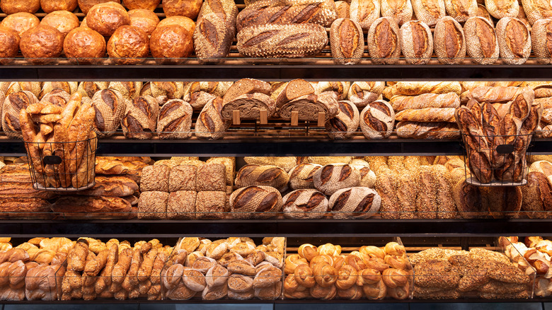 assorted breads in a bakery