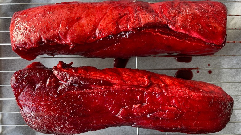 char siu pork prepped for oven