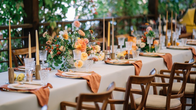 Elaborate dining table at wedding