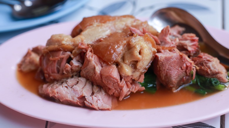 braised chinese pork on plate