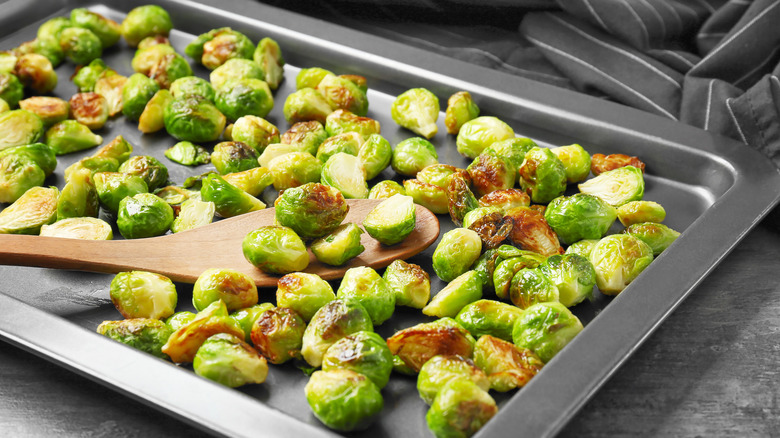 Brussels sprouts on sheet tray 