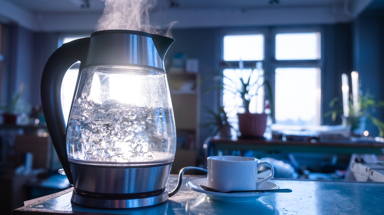 electric kettle with coffee mug