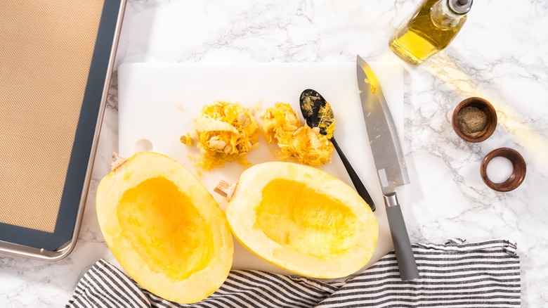 Spaghetti squash with seeds removed