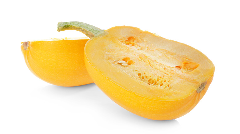 Raw sliced spaghetti squash