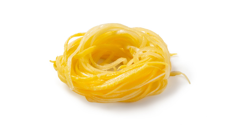 Spaghetti squash nest on white background