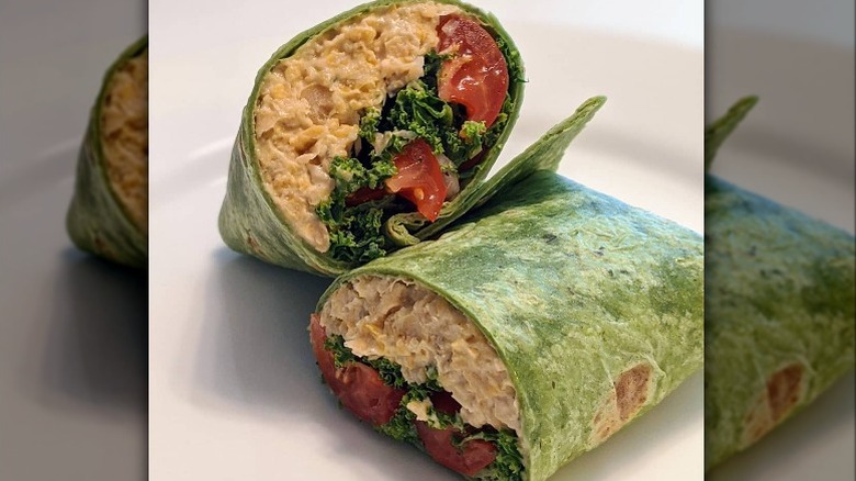 Smashed chickpea salad wrap