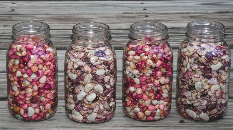 Home canned beans in jars